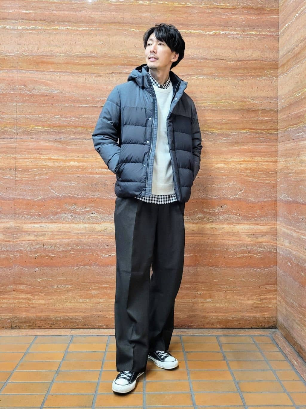 piroyaさんの「TAKEO KIKUCHI｜カラーコンビ ダウンブルゾン」を使ったコーディネート