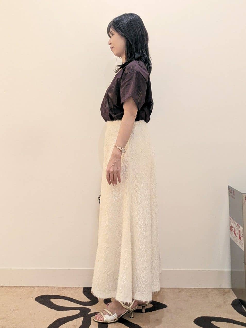 laverさんの「UNTITLED｜【セットアップ可/エレガント】シアーチェックTブラウス」を使ったコーディネート
