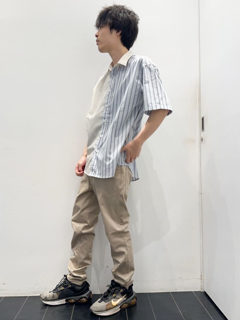 ちびちゃんさんの「THE SHOP TK｜ブロードパネルストライプ 半袖シャツ 洗濯機OK／サスティナブル素材」を使ったコーディネート