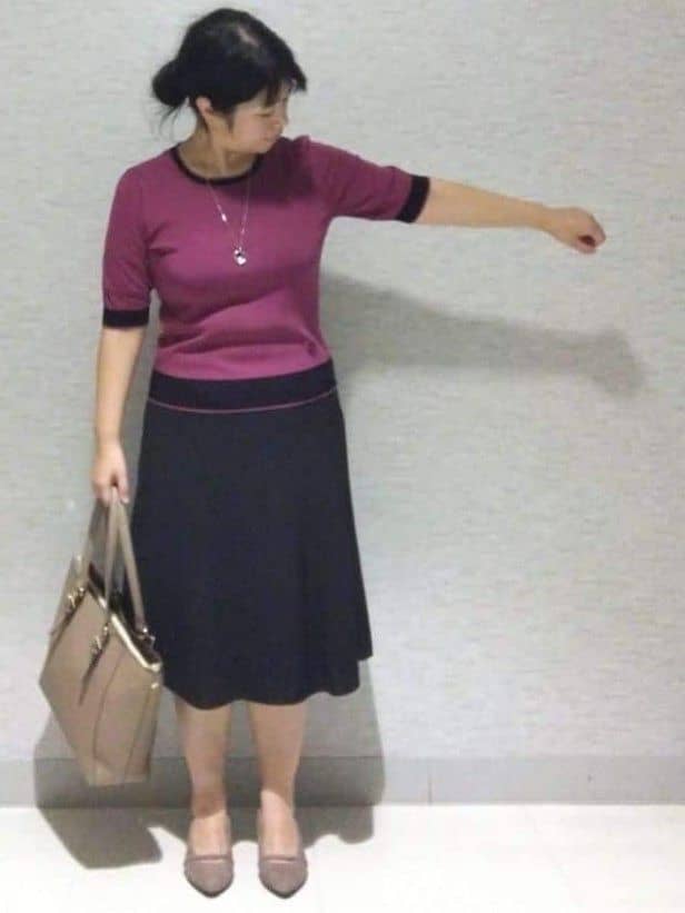 sakoさんの「Reflect｜【WEB先行カラーあり／手洗い可／アンサンブル可】バイカラーカーディガン」を使ったコーディネート