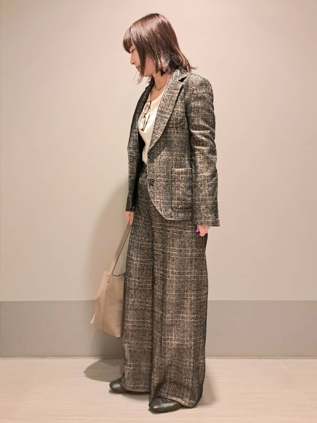 Takahashiさんの「DRESSTERIOR｜◆ループグレンチェックワイドパンツ」を使ったコーディネート