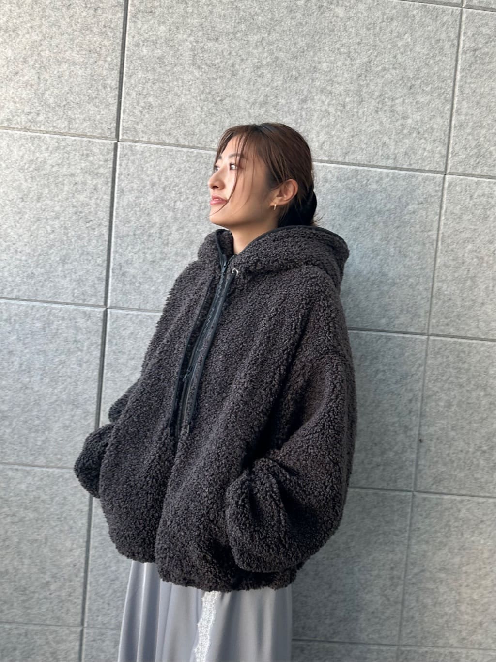 harunaさんの「CODE A｜boa hoodie blouson」を使ったコーディネート