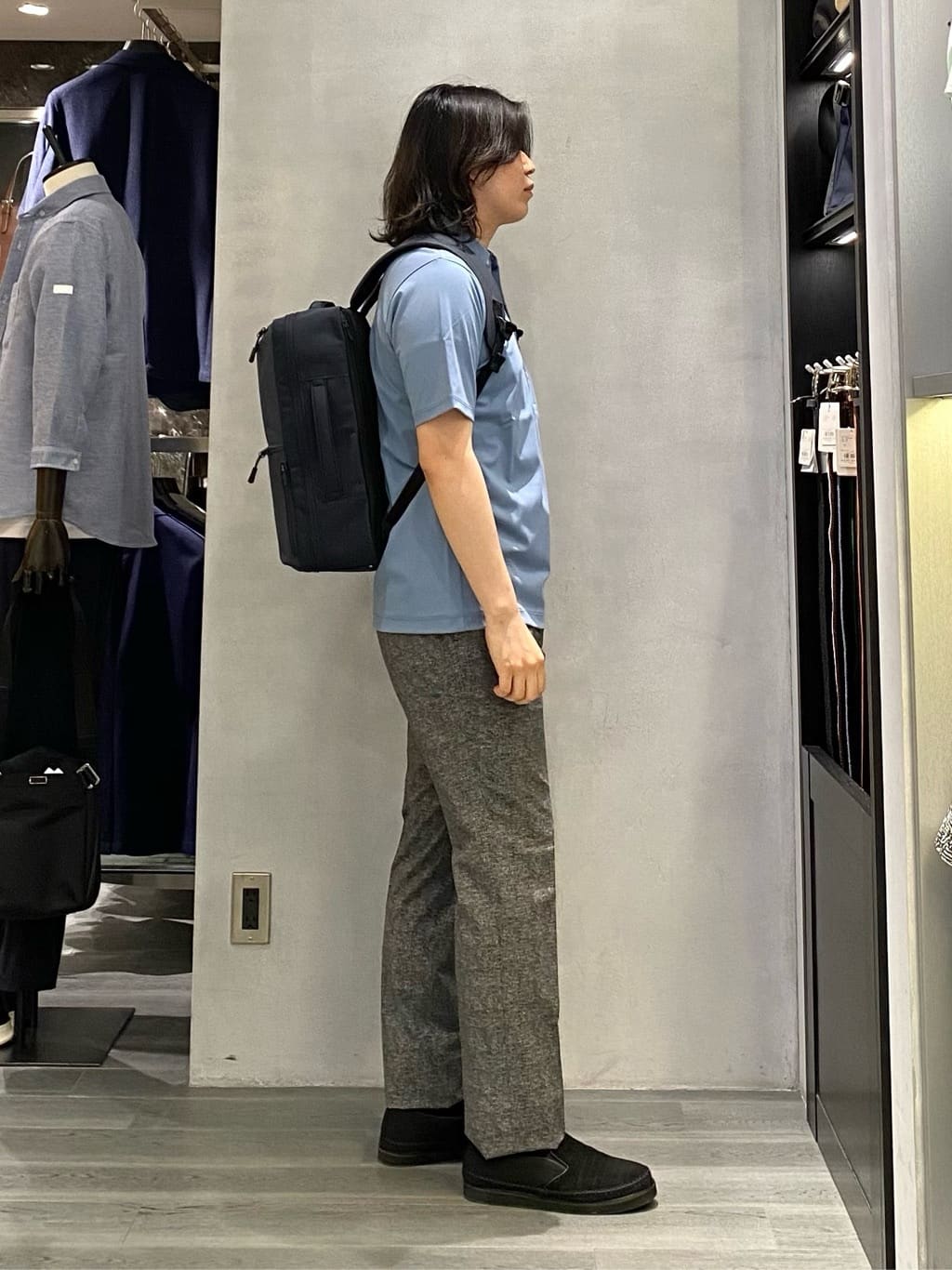nishiさんの「TAKEO KIKUCHI｜【抗菌防臭】COOL DOTS（R）ドビープリント ジャケット」を使ったコーディネート