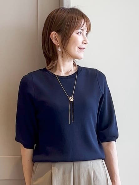 yamakoさんの「grove｜ひんやり多機能・やわらかドライタッチ五分袖プルオーバー」を使ったコーディネート