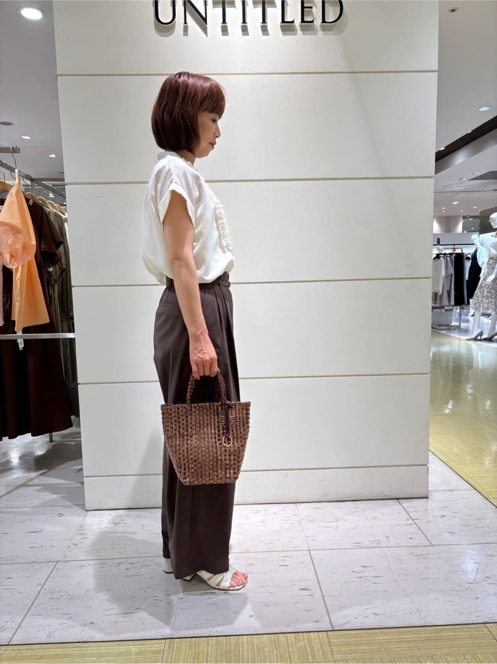 Satoさんの「UNTITLED｜◆【セットアップ可能／オンオフ】ラミー混 タックワイドパンツ」を使ったコーディネート