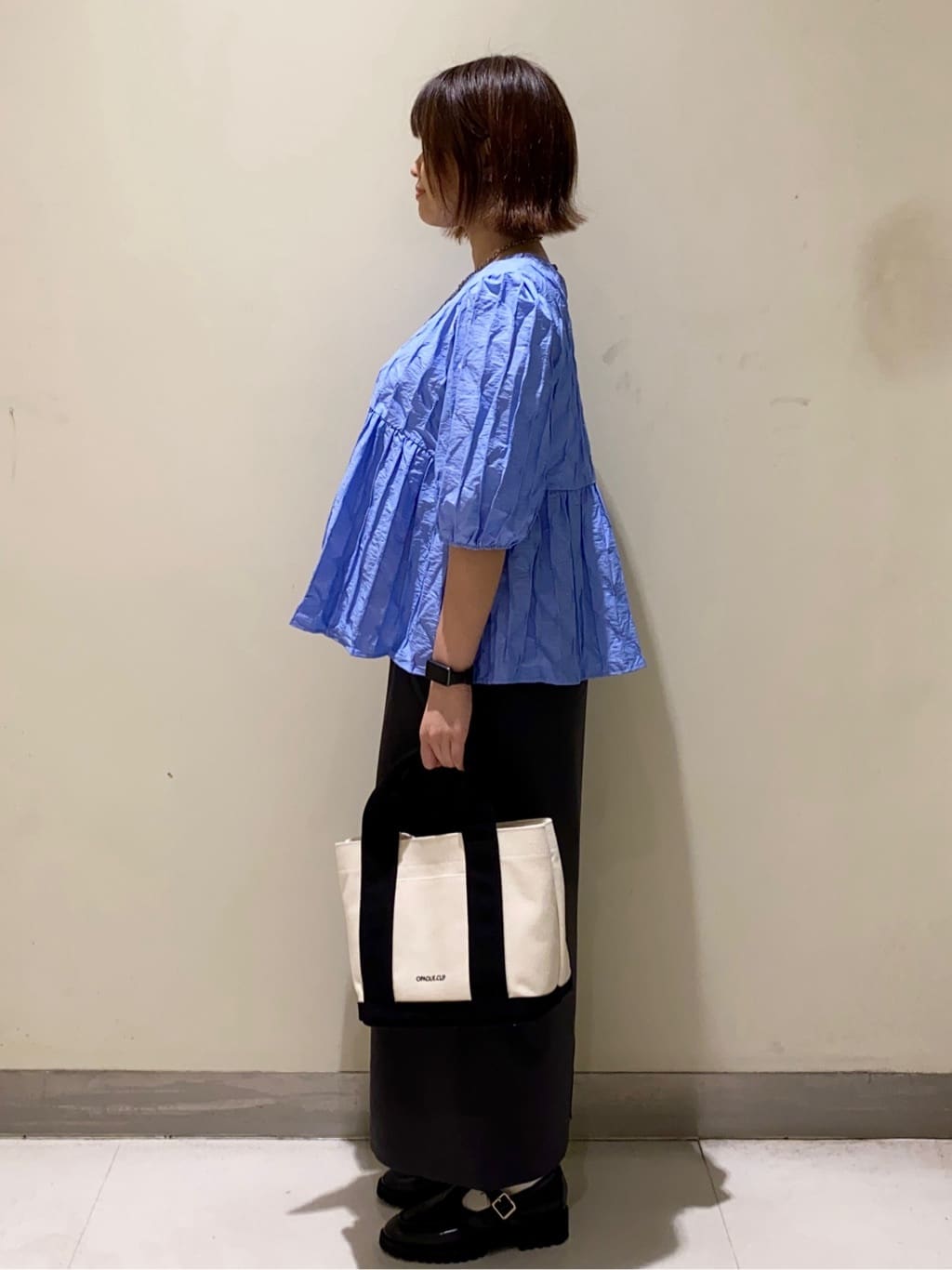 *mai*さんの「OPAQUE.CLIP｜ふくれジャカードペプラムブラウス【洗濯機洗い可】」を使ったコーディネート