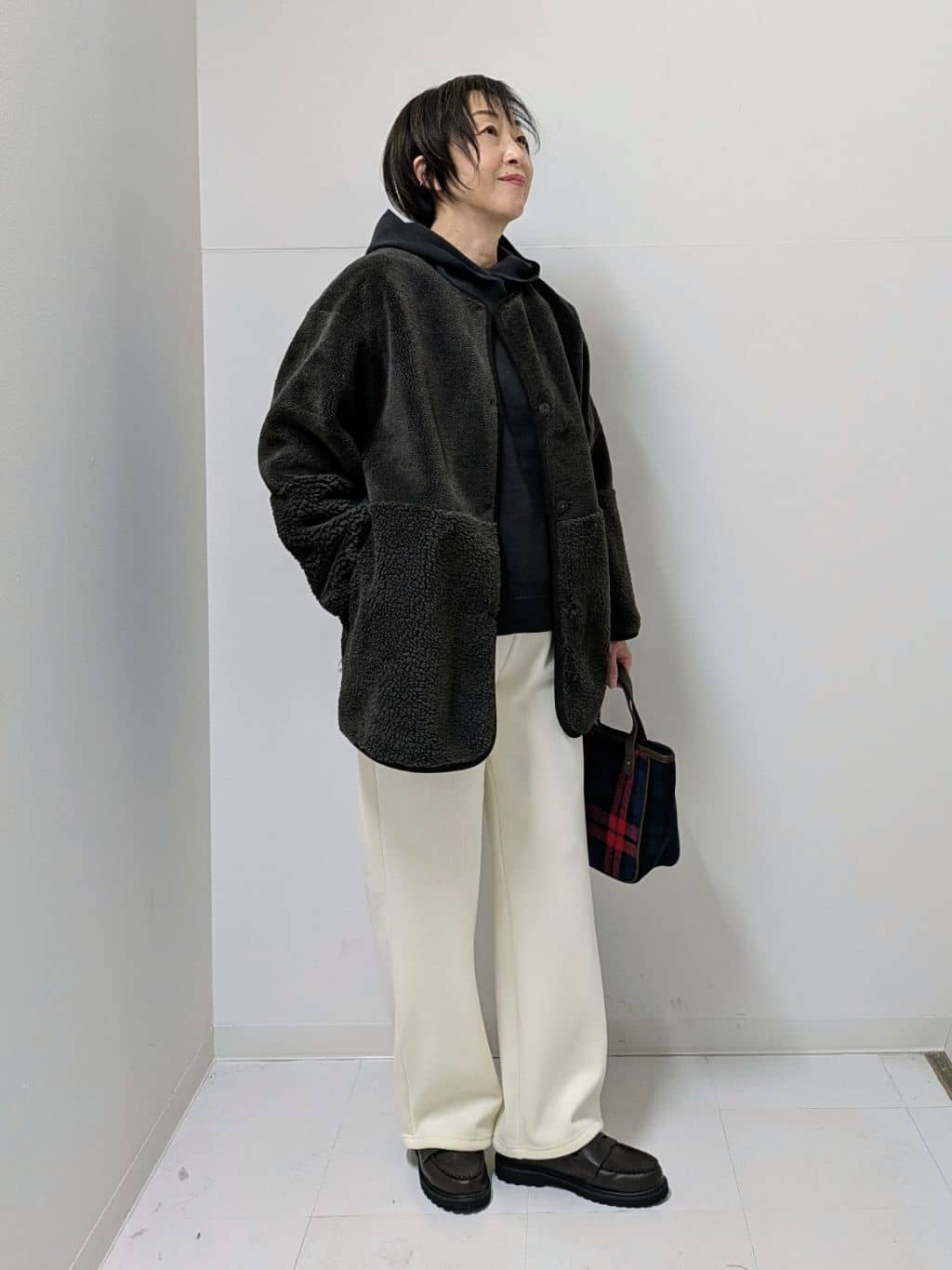 Asaさんの「Dessin｜【2WAY】フェイクムートンコート」を使ったコーディネート