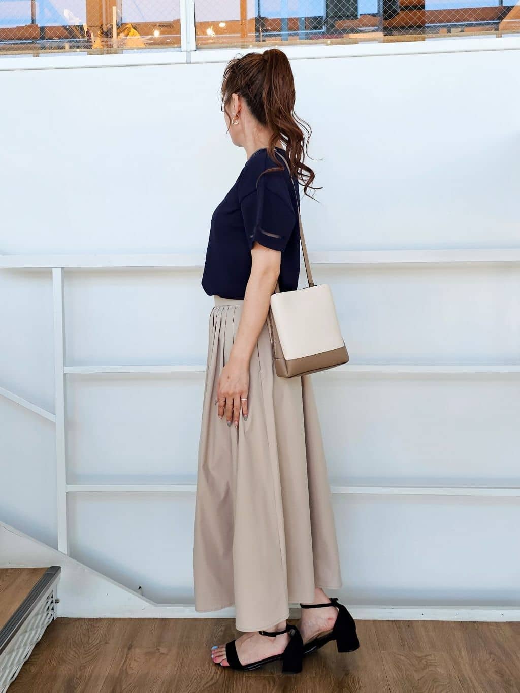 ゆゆさんの「SHOO･LA･RUE｜【洗える/S-LL/撥水】タックギャザー フレアスカート」を使ったコーディネート