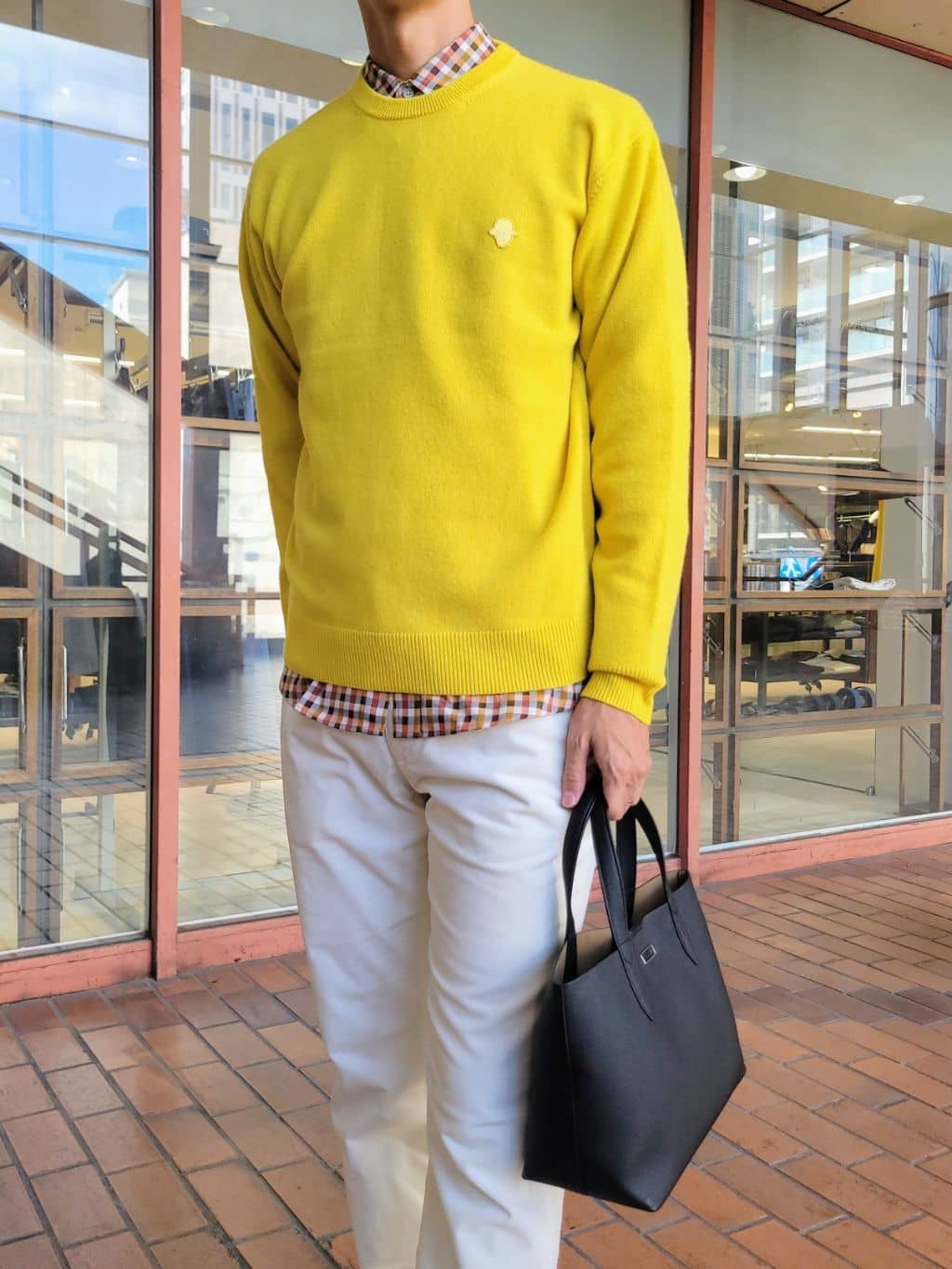 piroyaさんの「TAKEO KIKUCHI｜【Air Palette Knit】ワンポイント カラーニット プルオーバー」を使ったコーディネート