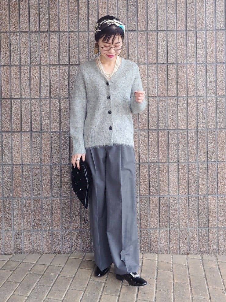 MUTSUKOさんの「UNTITLED｜【ゆったり】アルパカ混シャギー カーディガン」を使ったコーディネート