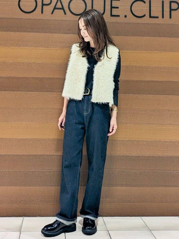machiさんの「OPAQUE.CLIP｜シアーラウンドネックカットソー【洗濯機洗い可】」を使ったコーディネート