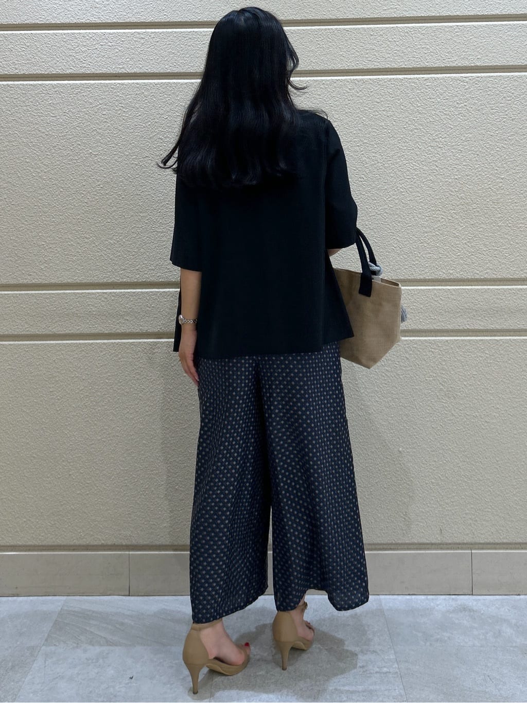 Momokaさんの「COUP DE CHANCE｜【手洗い可／日本製】小紋柄ワイドパンツ」を使ったコーディネート