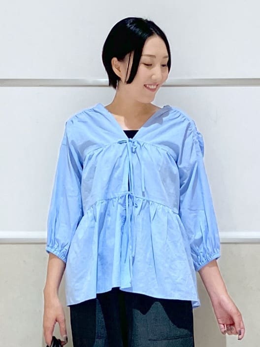 eriko さんの「Dessin｜【洗える】フロントリボン七分袖ブラウス」を使ったコーディネート