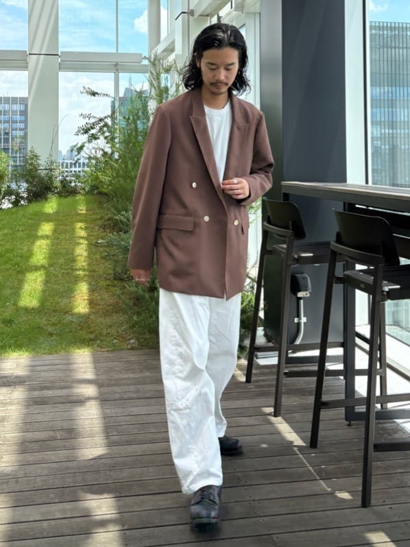 北浦歩大さんの「tk.TAKEO KIKUCHI｜【セットアップ対応】ピンストライプルーズジャケット」を使ったコーディネート