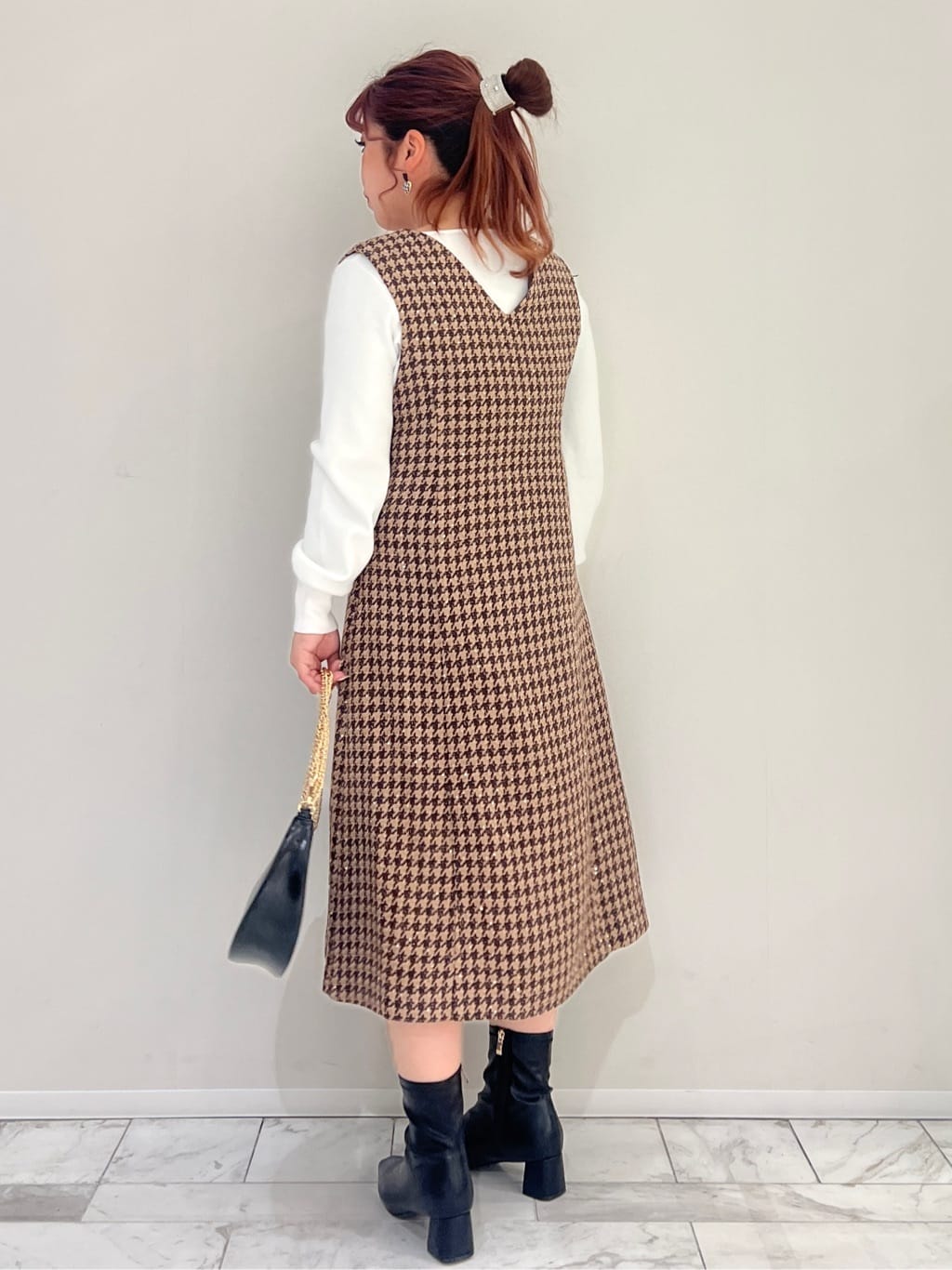 HASEGAWAさんの「OPAQUE.CLIP｜ラメスパンコール千鳥柄ジャンスカ【洗濯機OK／イージーアイロン】」を使ったコーディネート