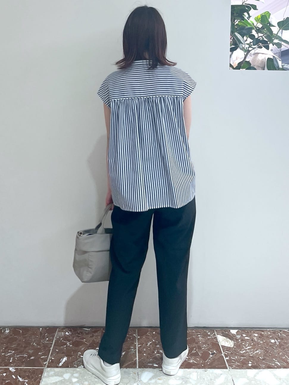 Makinoさんの「Dessin｜【洗える】ストライプ柄ギャザーブラウス」を使ったコーディネート