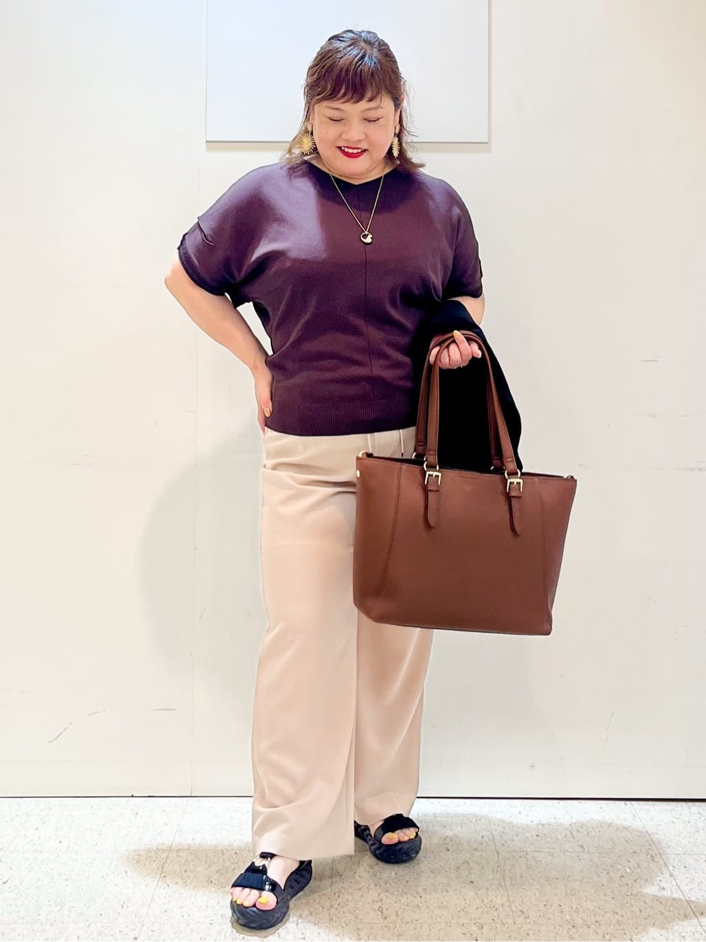 kimmyさんの「Reflect｜【接触冷感／マシンウォッシュ可／ウエスト総ゴム】ワイドシルエットパンツ」を使ったコーディネート