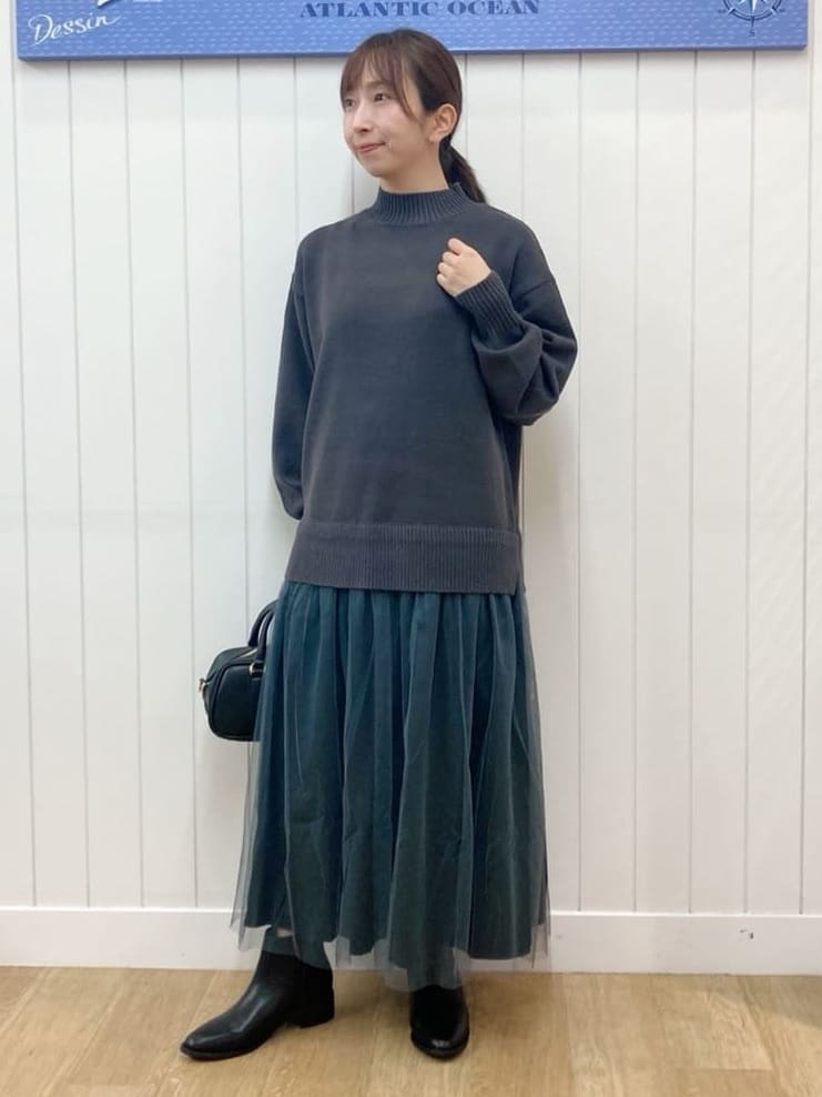 yoshiさんの「Dessin｜【洗える】ニットチュールドッキングワンピース」を使ったコーディネート