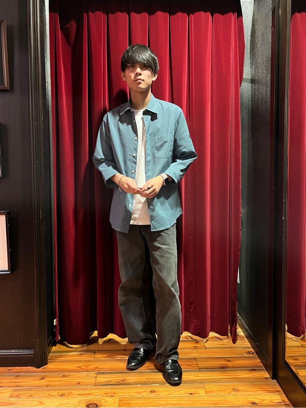 うっちーさんの「TAKEO KIKUCHI｜【COOL CITY WEAR】DotAir（R）サッカー シャツ」を使ったコーディネート