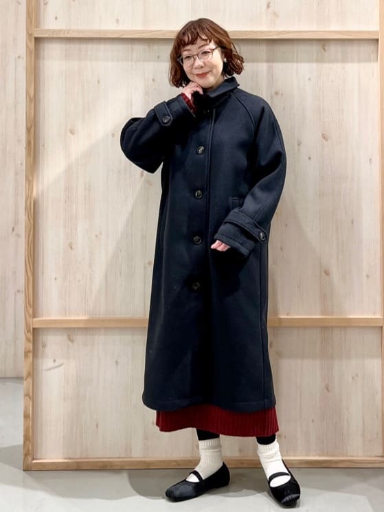 nakoさんの「THE SHOP TK｜ジャージメルトンスタンドカラーコート」を使ったコーディネート