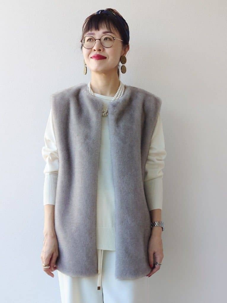 MUTSUKOさんの「UNTITLED｜【8色展開/体型カバー】魅せるタイムレスニット」を使ったコーディネート