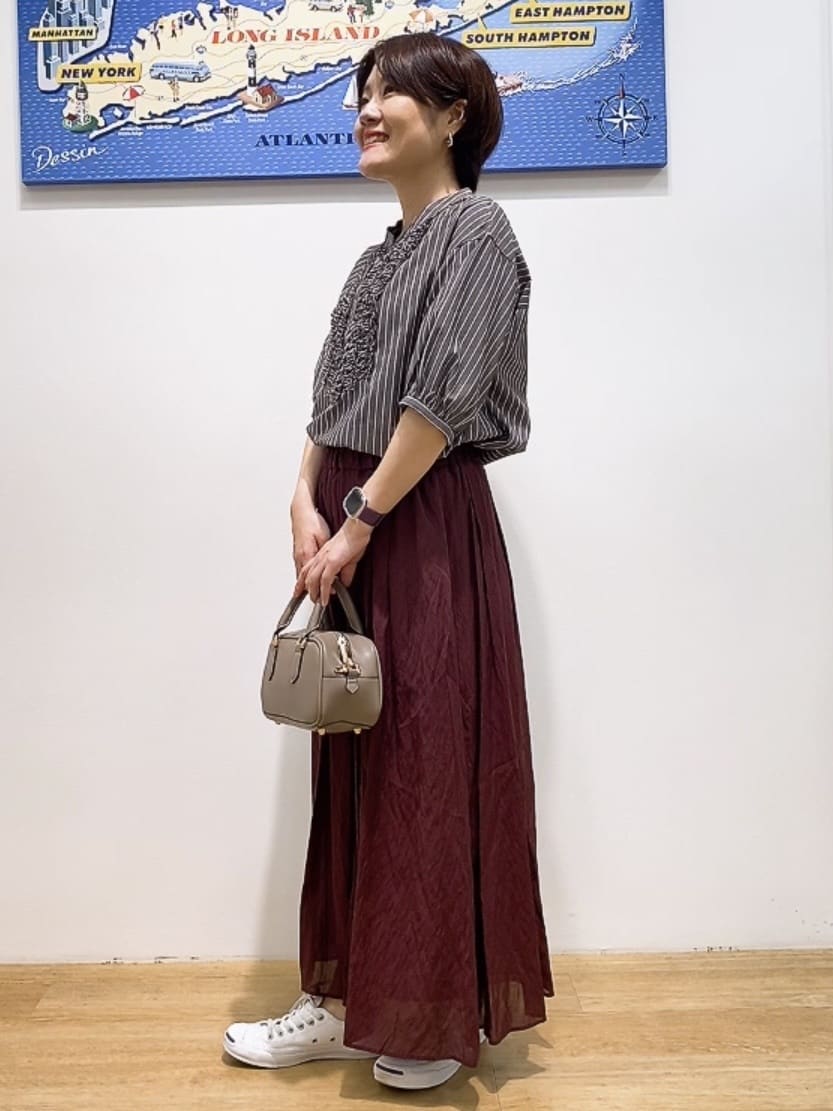 Hamaさんの「Dessin｜【洗える】フリルバンドカラー五分袖ブラウス」を使ったコーディネート