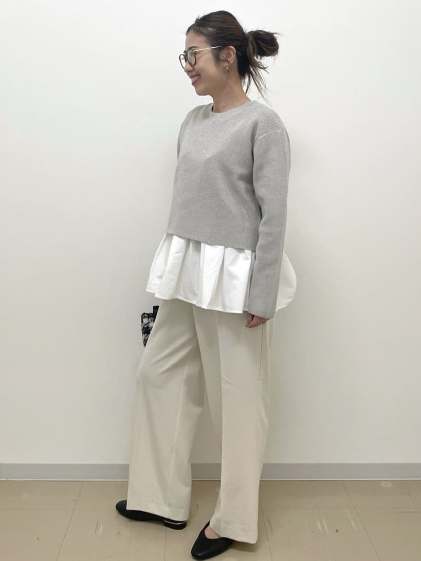 Akiさんの「OPAQUE.CLIP｜《ツインセット》ショートラメニット&times;フレアタンクトップ【洗濯機OK】」を使ったコーディネート