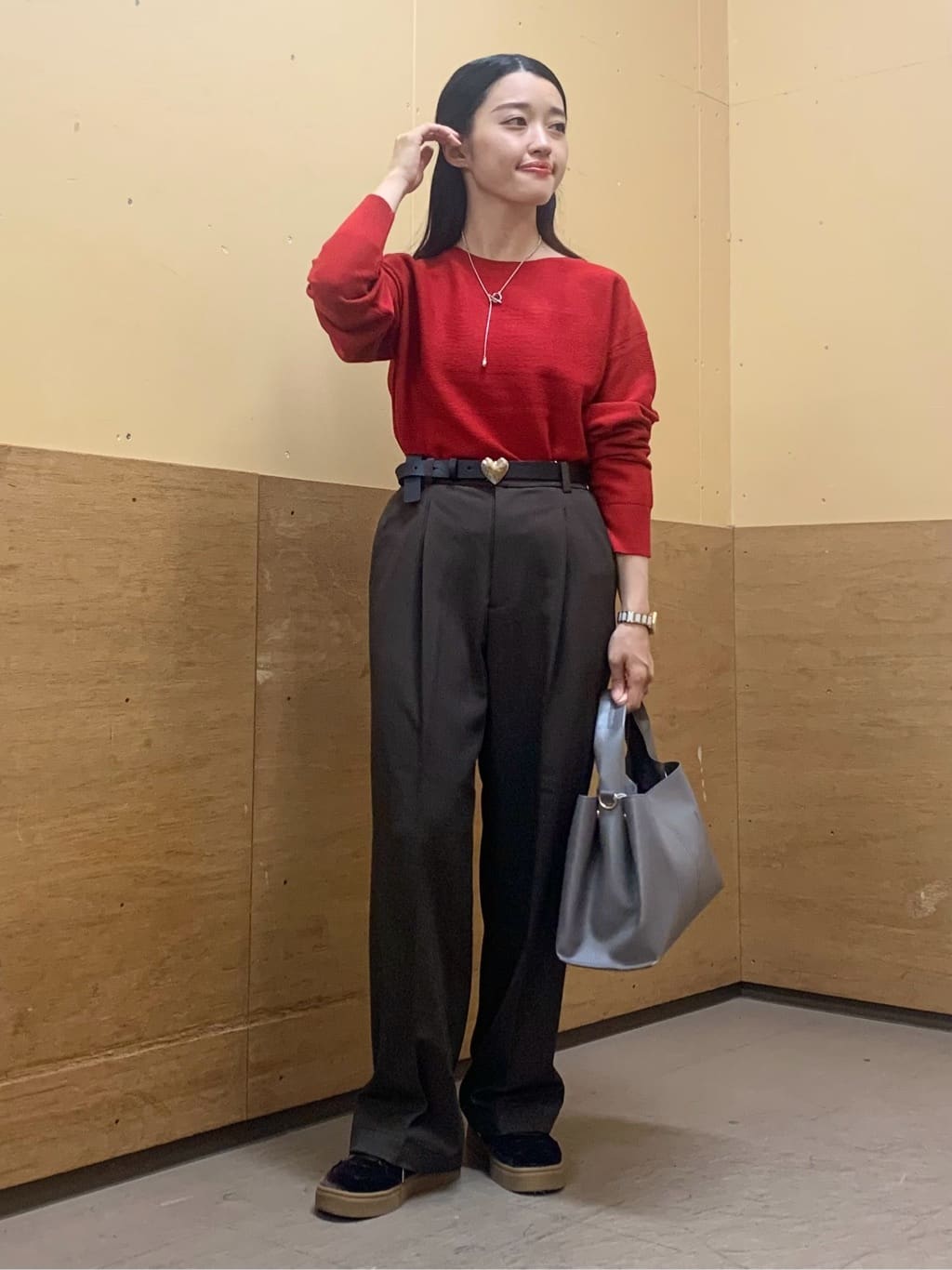 sahoさんの「THE SHOP TK｜【S-XLサイズ/選べる7色】どこから見ても美しい ガーターニット/毛玉になりにくい/洗濯機OK」を使ったコーディネート