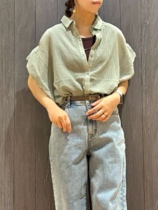 meiさんの「SHOO･LA･RUE｜【S-LL】さらシャリコットン 上品なシアー感のデザインシャツ」を使ったコーディネート