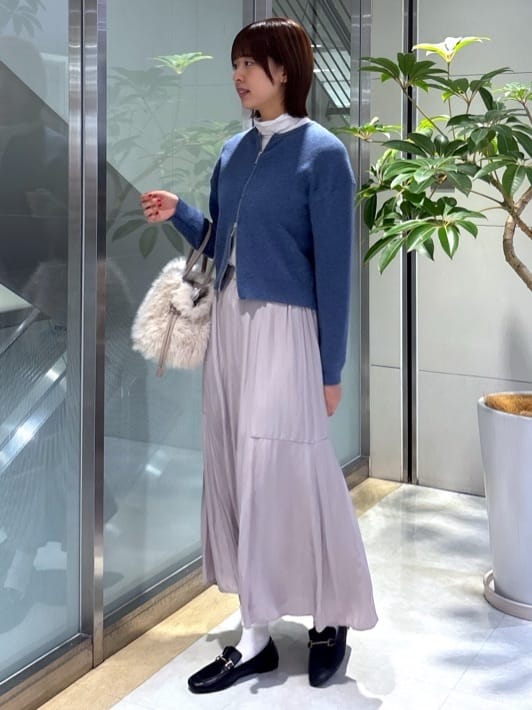 yukaさんの「UNTITLED｜【ゆったりサイズ／着丈短め】ジップニットカーディガン」を使ったコーディネート