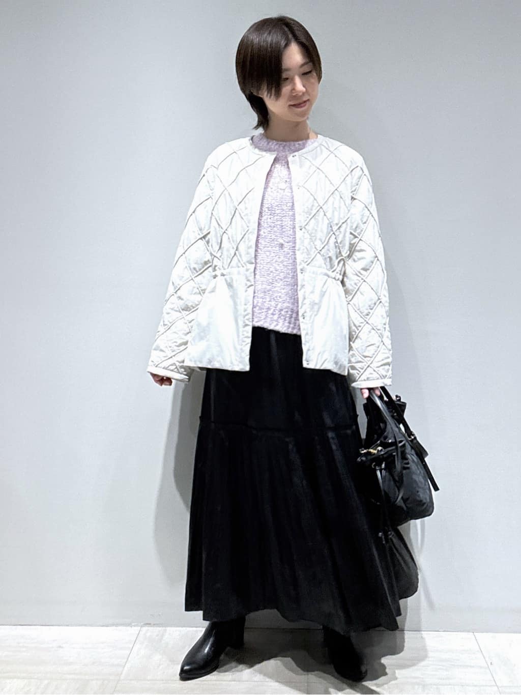 まちこさんの「Reflect｜【気軽な羽織に◎】中綿キルティングショートコート」を使ったコーディネート