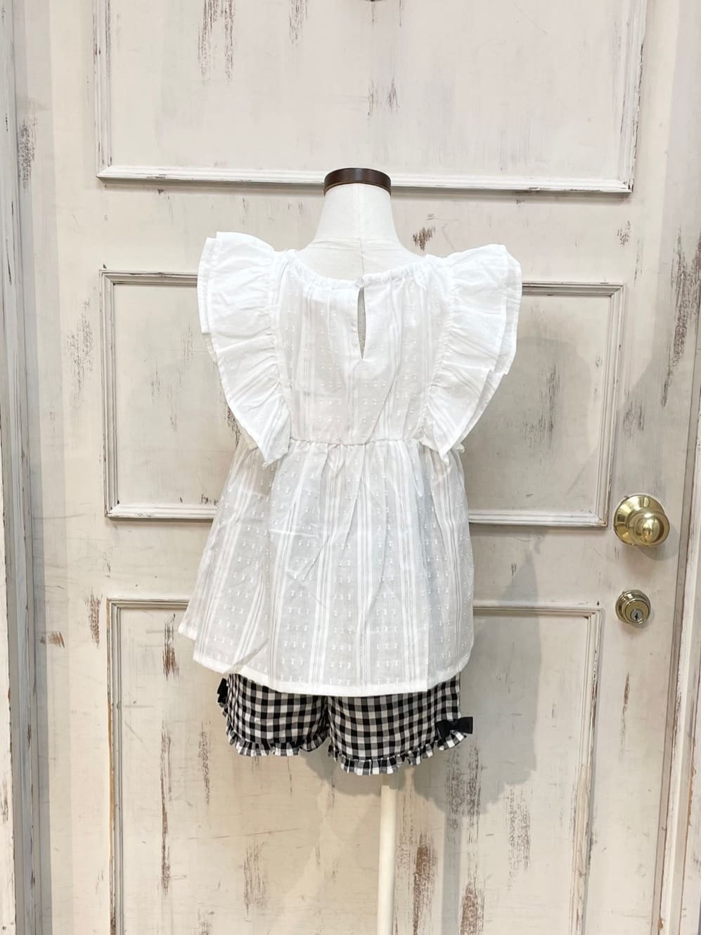 なつさんの「SHOO･LA･RUE｜◆【100-120cm】ギンガムフリルショートパンツ」を使ったコーディネート