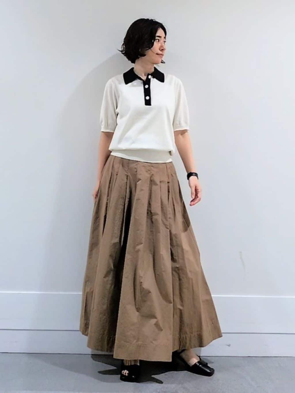 ミズタさんの「UNTITLED｜【トレンド/きれいめ】5分袖ポロニット」を使ったコーディネート