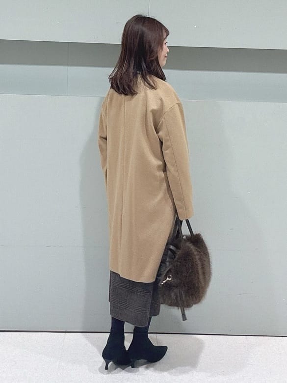 makiさんの「UNTITLED｜【日本製／通勤／フォーマル】カシミヤ混ノーカラーコート」を使ったコーディネート