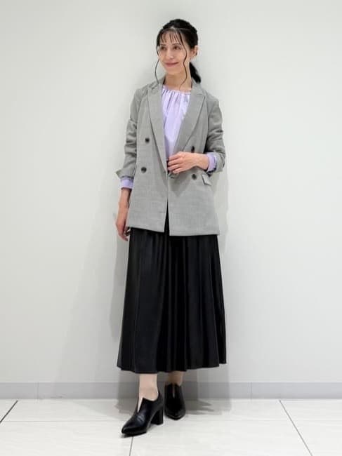 kayoさんの「INDIVI｜【洗える／セットアップ可能】凹凸ストレッチ素材ダブルジャケット」を使ったコーディネート