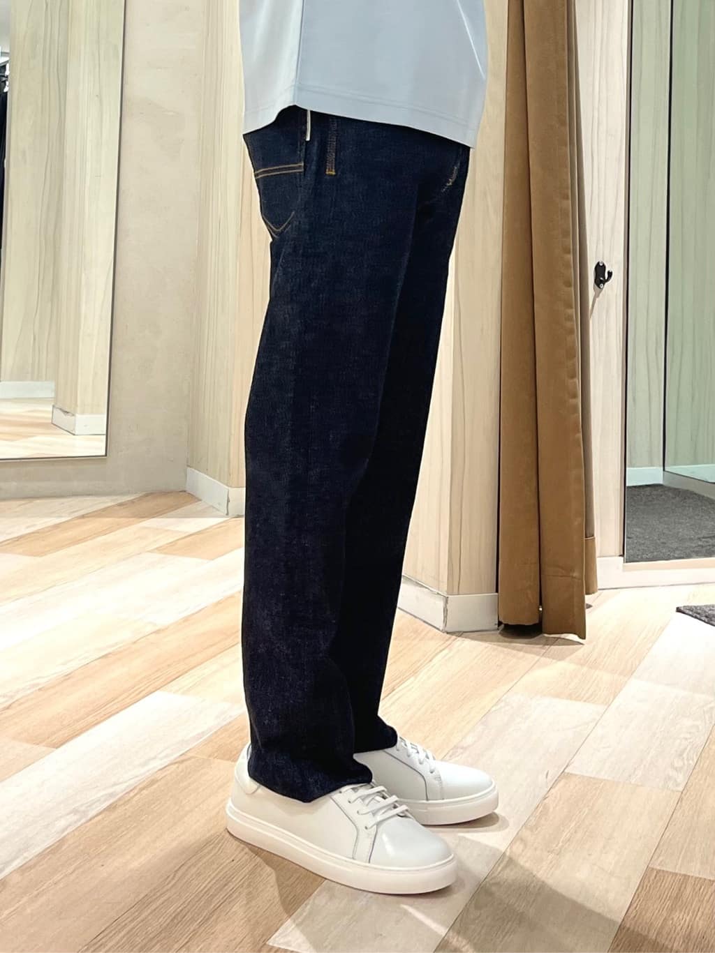 URAさんの「TAKEO KIKUCHI｜【COOL CITY WEAR】ストライプジャージ ボタンダウンシャツ /接触冷感」を使ったコーディネート
