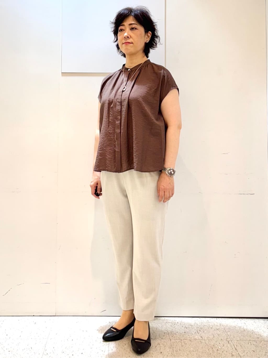 ヤスコさんの「Reflect｜パール調リングネックレス」を使ったコーディネート