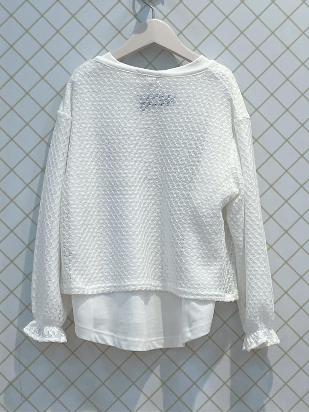 蒼さんの「SHOO･LA･RUE｜【100-150cm】レースニットソーカーディガン」を使ったコーディネート