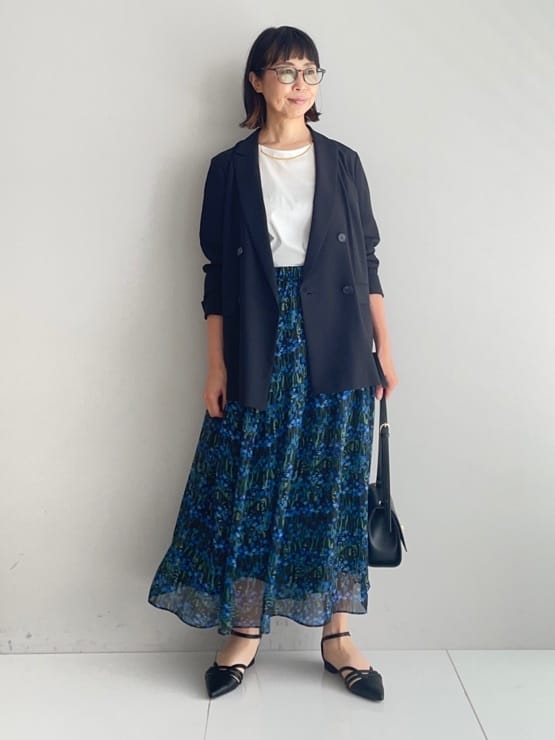 murayamaさんの「INDIVI｜【軽く羽織れる！】ダブルジャケット」を使ったコーディネート