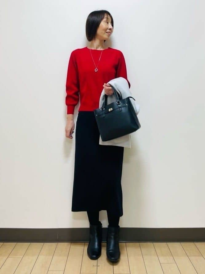 Riiさんの「Reflect｜【選べる6色／長く着られる◎】ボートネックニット」を使ったコーディネート