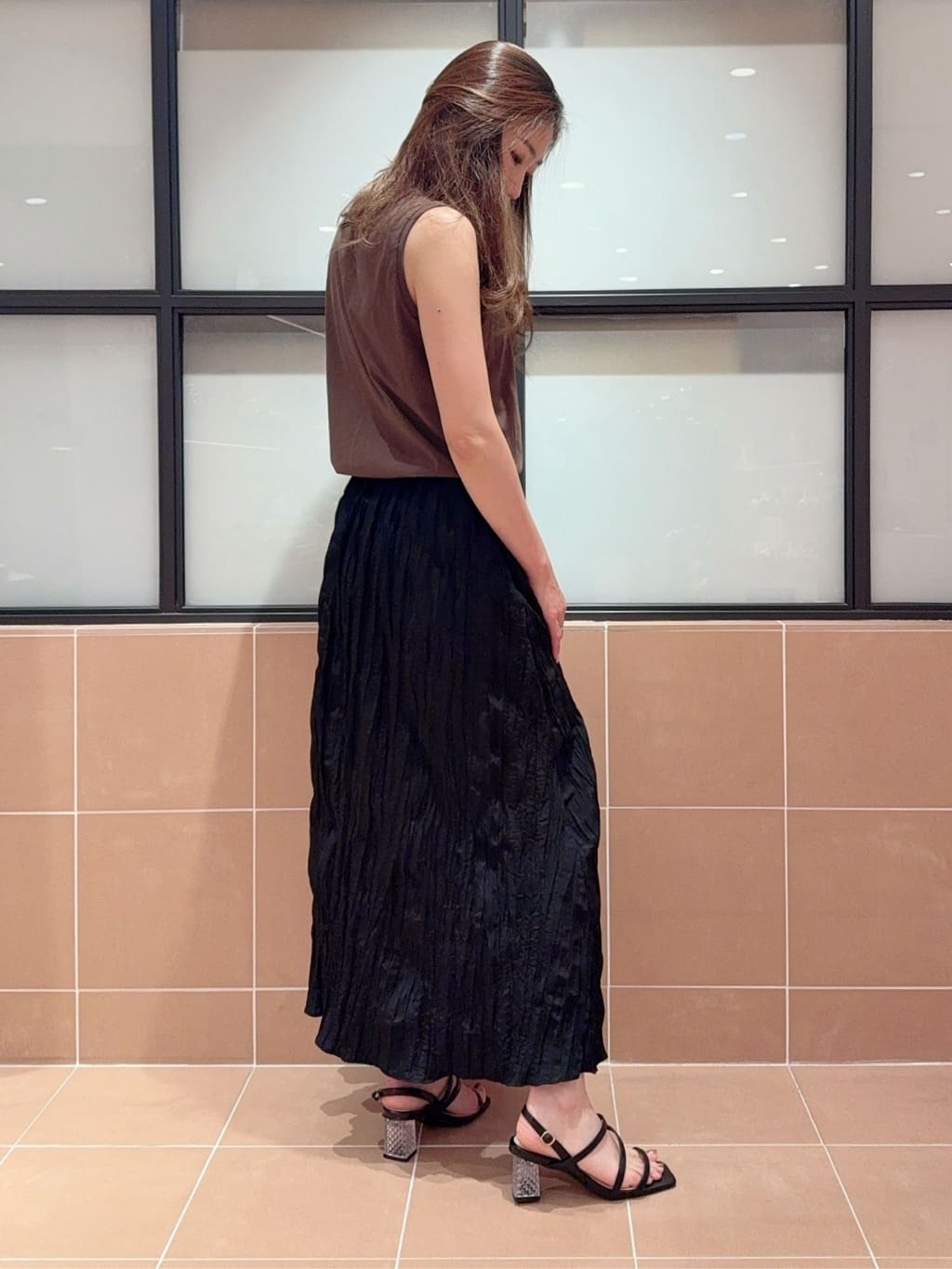 kaoriさんの「ESPERANZA｜キルティングクリアヒールサンダル」を使ったコーディネート