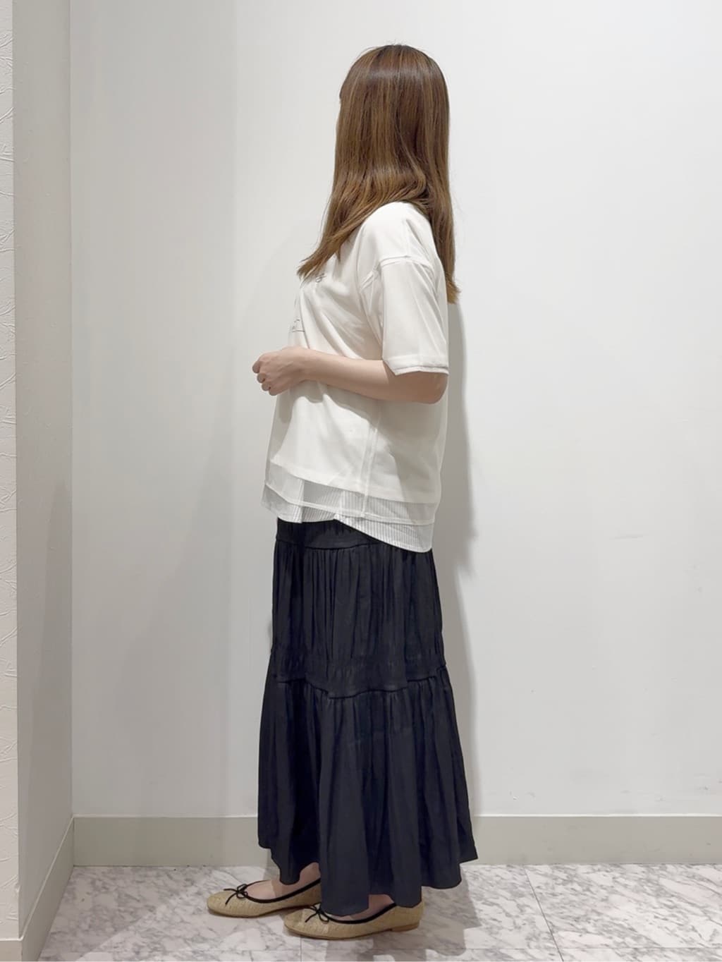 しかっちさんの「grove｜ラフだけどおしゃれ　チュールレイヤードTシャツ」を使ったコーディネート