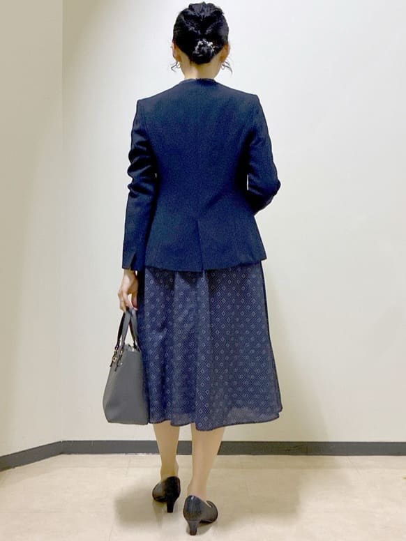  beni_gingerさんの「Reflect｜【きちんと見え／通勤／セレモニーにおすすめ◎】ドット&times;ダイヤ柄ワンピース」を使ったコーディネート