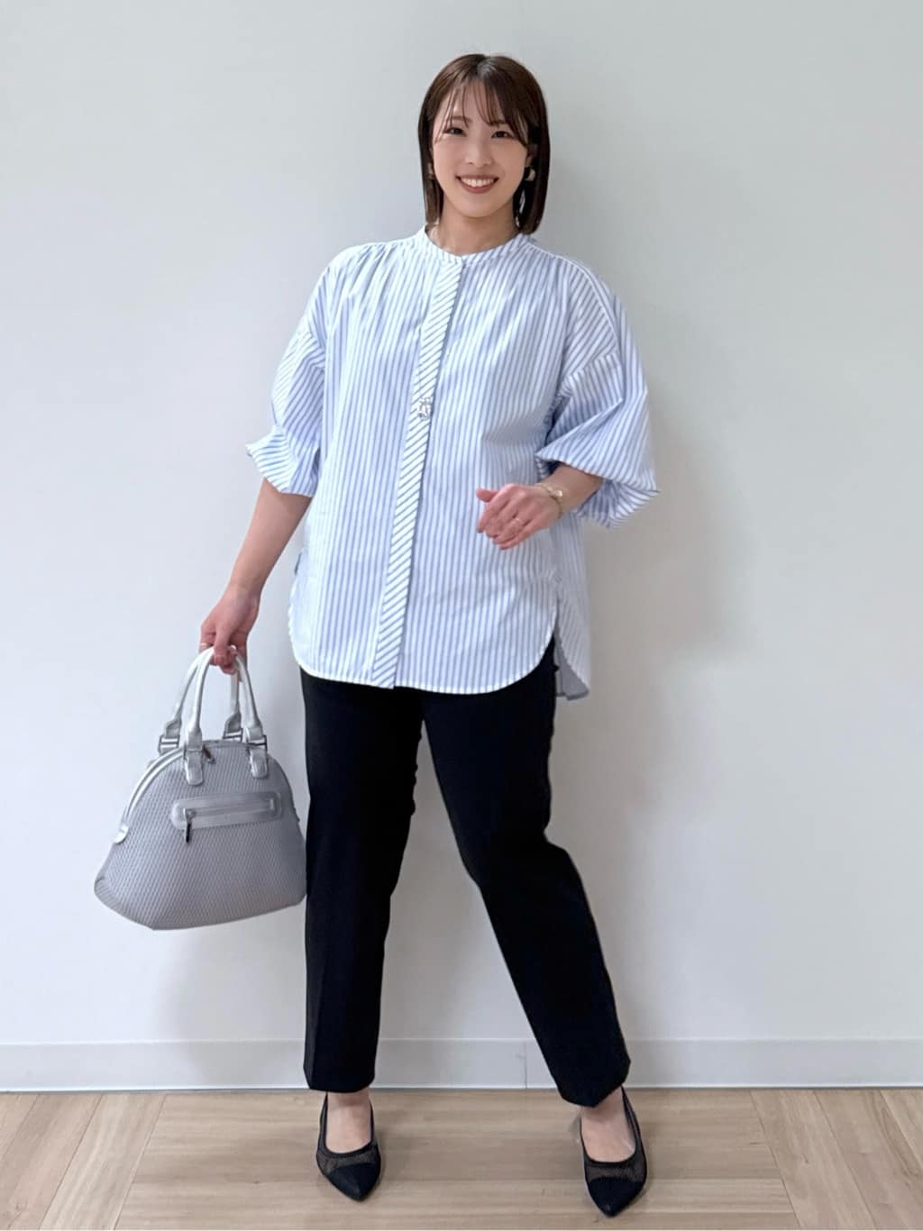 amiさんの「Reflect｜◆【夏SALE／E‐QUALITY／手洗い可】ストライプシャツ」を使ったコーディネート