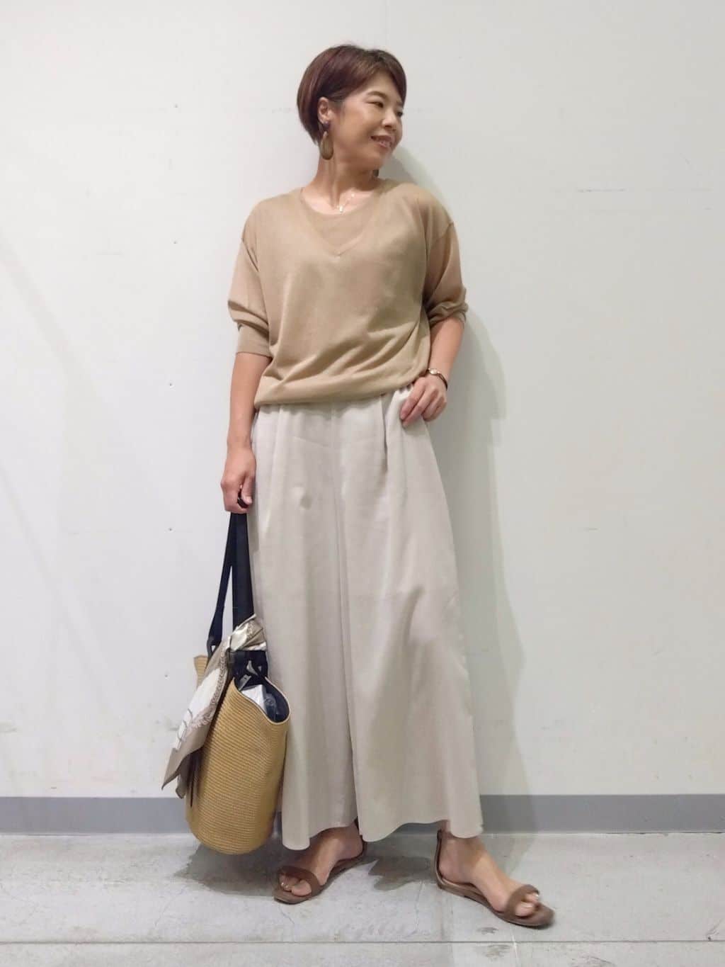 Kさんの「INDIVI｜【洗える／清涼感◎】ワイドフレアパンツ／スカーチョ」を使ったコーディネート