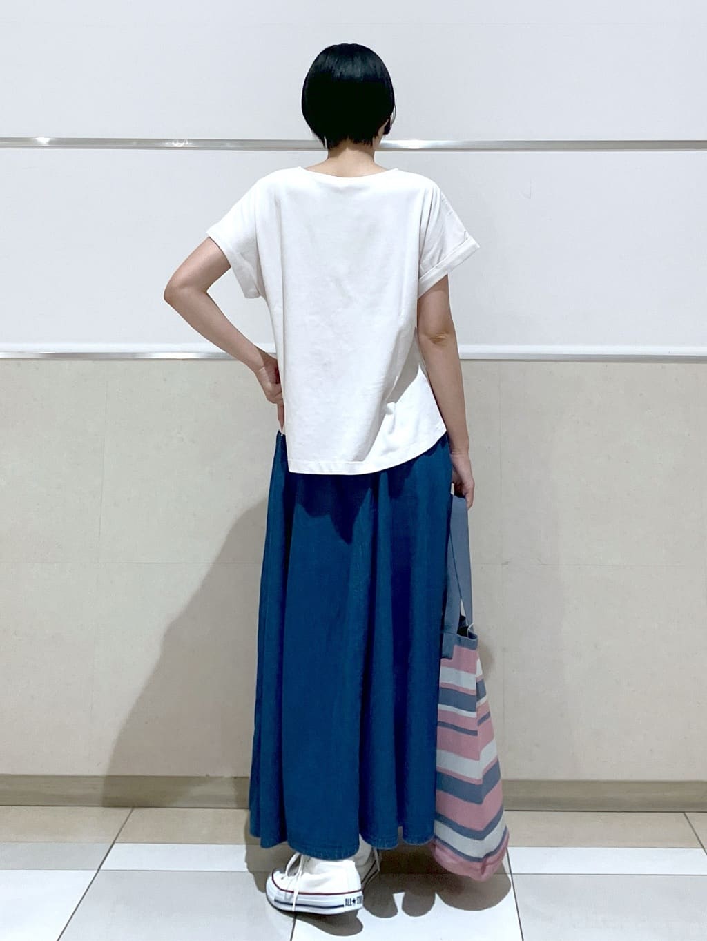 eriko さんの「Dessin｜【二の腕カバー／UVカット】ロールアップスリーブ裾ギャザーカットソー」を使ったコーディネート