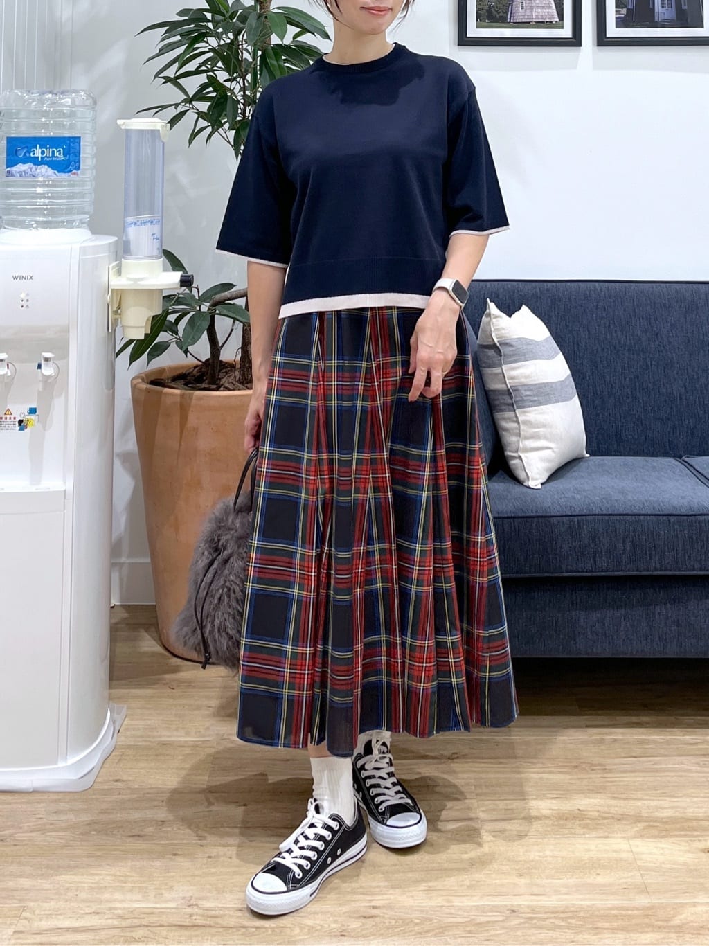 canaさんの「Dessin｜【洗える】バイカラーショート丈ニット」を使ったコーディネート