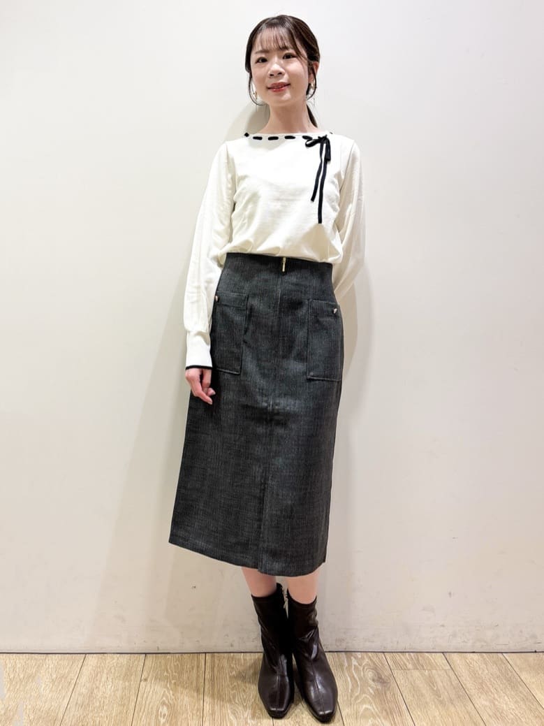 ayaさんの「index｜はしごリボンバイカラーニット【洗濯機OK】」を使ったコーディネート