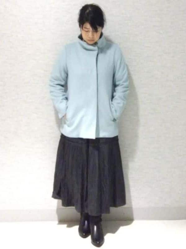 sakoさんの「Reflect｜【SS-4Lサイズ／衿が顔に当たらない◎】スタンドネックミドルコート」を使ったコーディネート