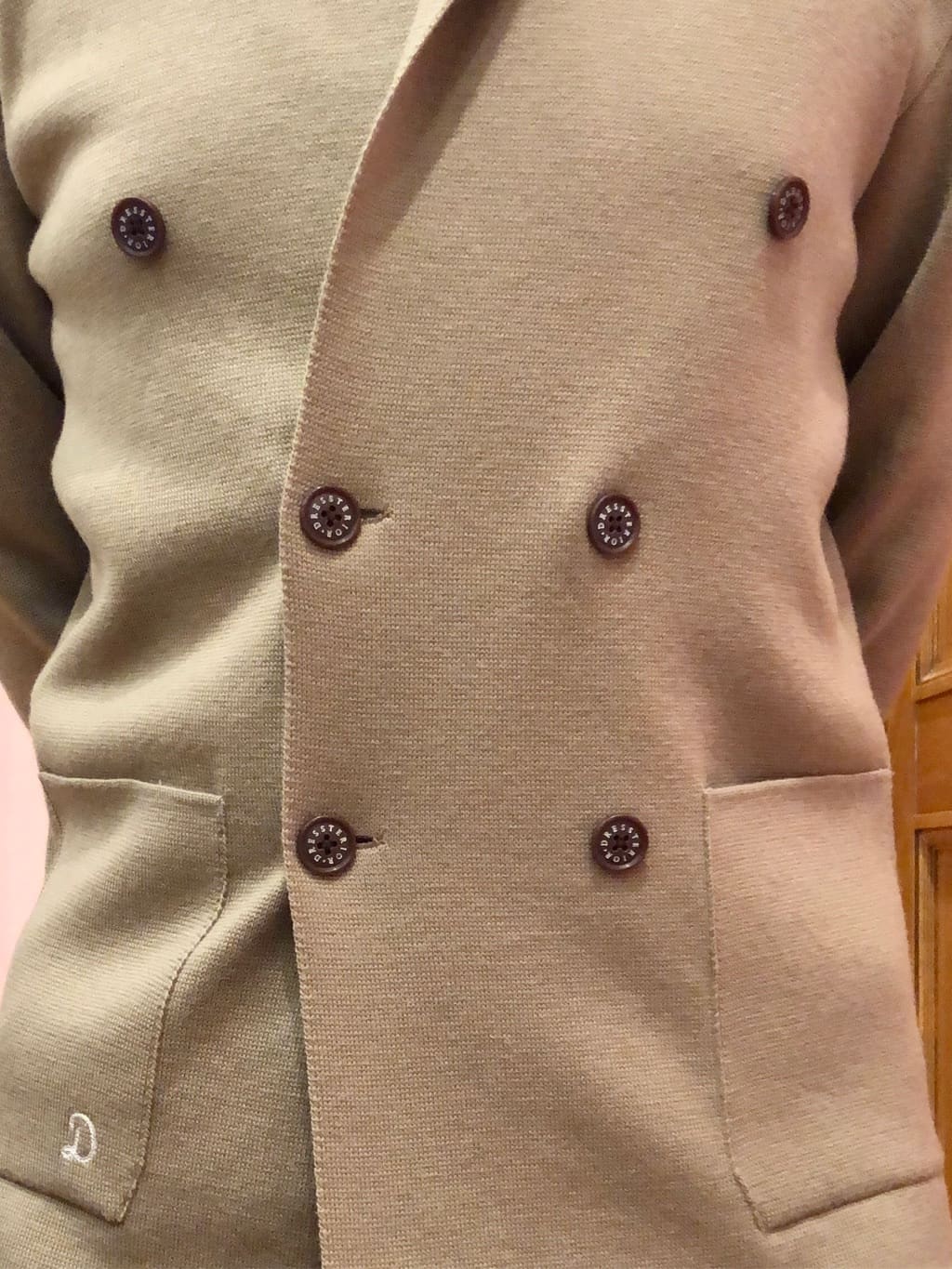 OKJさんの「DRESSTERIOR｜ダブルブレスト ニットジャケット」を使ったコーディネート
